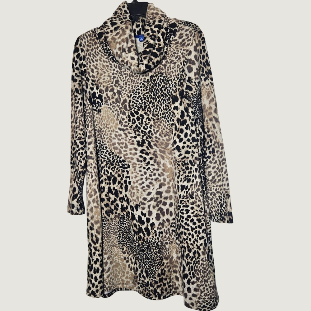 Apt. 9 Cowl Neck Tunic Dress Leopard Print Brown Tan Mob Wife Aesthetic Small